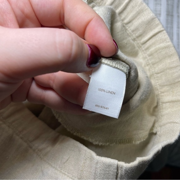 J.JILL women Beige 100% linen coastal cropped pull on trouser pants in petite S - Picture 7 of 8